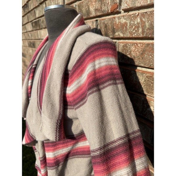 Old Navy Womens Cardigan Size Medium Brown Beige Red Cotton Blend‎ Boho Striped - Picture 2 of 11